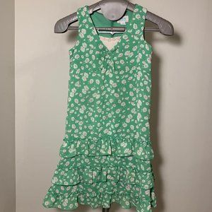 Green Floral Chiffon Drop Waist Tank Dress
